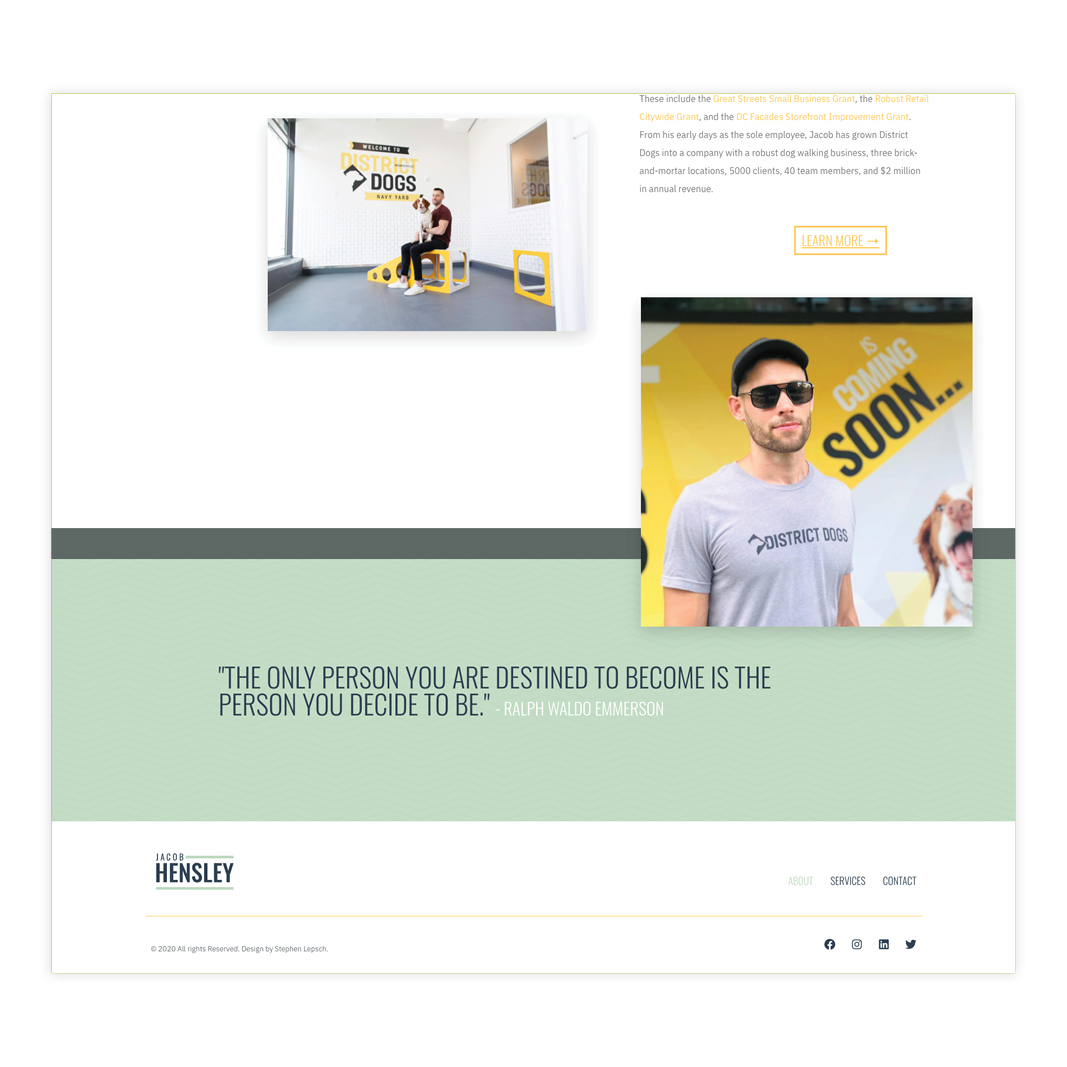 Personal consulting website desktop view